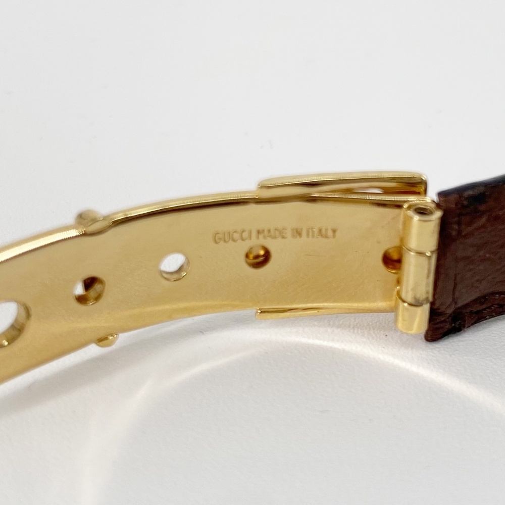 Gucci Brown Leather Gold Belt Buckle Bangle Bracelet - Picture 7 of 7